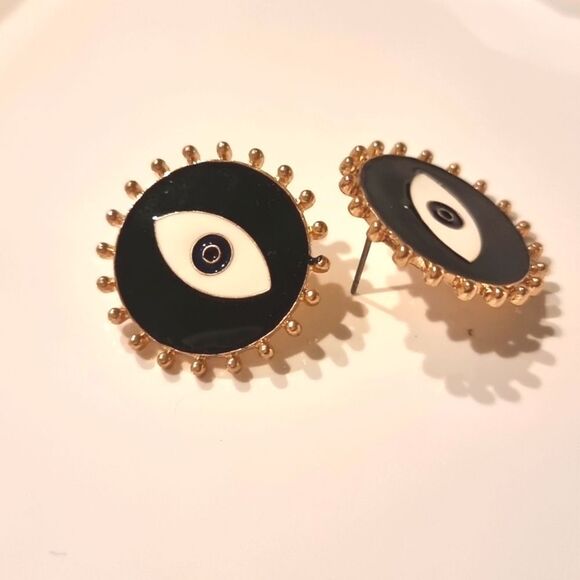 New ANTHRO Evil Eye Tallisman Amulet Stud Earrings - Picture 6 of 9